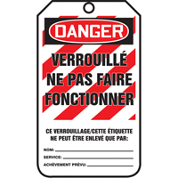 &eacute;tiquettes de verrouillage, Papier cartonn&eacute;, 3-1/8" la x 5-7/8" h, Français Les Fournitures Industrielles Méga