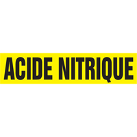 Marqueur de tuyau "Acid Nitrique", Autocollant, 4" h x 24" la, Noir sur jaune Les Fournitures Industrielles Méga