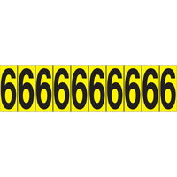 Individual Adhesive Number Markers, 6, 1-15/16" H, Black on Yellow Les Fournitures Industrielles Méga