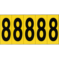 Rep&egrave;res adh&eacute;sifs &agrave; chiffres individuels, 8, 3-7/8" h, Noir sur jaune Les Fournitures Industrielles Méga