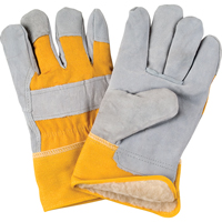 Gants d'ajusteur doubl&eacute;s pour l'hiver, 2T-Grand, Paume en Cuir de vache refendu, Doublure en Boa Les Fournitures Industrielles Méga