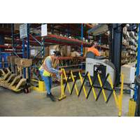 Barri&egrave;re extensible, 37" h x 11' lo, Noir/Jaune Les Fournitures Industrielles Méga