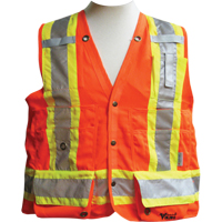 Surveyor Safety Vest, High Visibility Orange, Medium, Polyester Les Fournitures Industrielles Méga