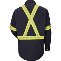 Chemise de travail avec bordure r&eacute;fl&eacute;chissante, Coton/nylon, Petit, Bleu marin Les Fournitures Industrielles Méga