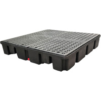 Palette emboîtable avec drain pour contr&ocirc;le des d&eacute;versements, Capacit&eacute; de d&eacute;versement 66 gal. US, 49" x 49" x 10,5" Les Fournitures Industrielles Méga