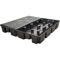Palette emboîtable avec drain pour contr&ocirc;le des d&eacute;versements, Capacit&eacute; de d&eacute;versement 66 gal. US, 49" x 49" x 10,5" Les Fournitures Industrielles Méga