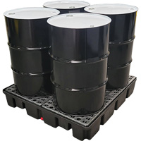 Palette emboîtable avec drain pour contr&ocirc;le des d&eacute;versements, Capacit&eacute; de d&eacute;versement 66 gal. US, 49" x 49" x 10,5" Les Fournitures Industrielles Méga