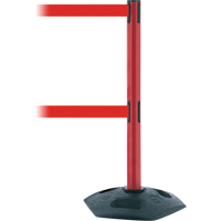 Poteau robuste &agrave; ligne double, Plastique, 38" h, Ruban Rouge, Longueur du ruban 13' Les Fournitures Industrielles Méga