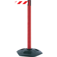 Poteau robuste &agrave; ligne simple, Plastique, 38" h, Ruban Blanc/Rouge, Longueur du ruban 13' Les Fournitures Industrielles Méga