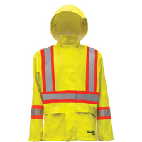 Vestes de s&eacute;curit&eacute; imperm&eacute;ables ignifuges haute visibilit&eacute; en polyur&eacute;thane, Petit, Jaune lime haute visibilit&eacute; Les Fournitures Industrielles Méga