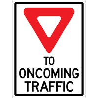 "Yield to Oncoming Traffic" Roll-Up Sign Traffic Sign, 36" x 48", Vinyl, English with Pictogram Les Fournitures Industrielles Méga
