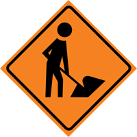Men at Work Roll-Up Traffic Sign, 36" x 36", Vinyl, Pictogram Les Fournitures Industrielles Méga