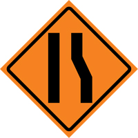 Merge Left Roll-Up Traffic Sign, 36" x 36", Vinyl, Pictogram Les Fournitures Industrielles Méga