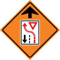 Yield Ahead Roll-Up Traffic Sign, 29-1/2" x 29-1/2", Vinyl, Pictogram Les Fournitures Industrielles Méga