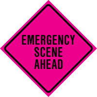 "Emergency Scene Ahead" Roll-Up Traffic Sign, 36" x 36", Vinyl, English Les Fournitures Industrielles Méga