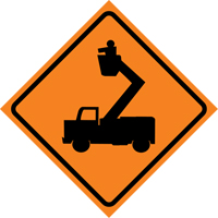Man in Elevated Bucket Roll-Up Traffic Sign, 29-1/2" x 29-1/2", Vinyl, Pictogram Les Fournitures Industrielles Méga