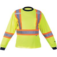 Chemise de s&eacute;curit&eacute; &agrave; manches longues, Polyester, Moyen, Jaune lime haute visibilit&eacute; Les Fournitures Industrielles Méga