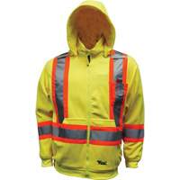 Chandail &agrave; capuchon de s&eacute;curit&eacute; en molleton, Polyester, Petit, Jaune lime haute visibilit&eacute; Les Fournitures Industrielles Méga