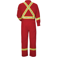 Flame-Resistant Deluxe Coveralls with Reflective Trim, Size 38, Red, 5.6 cal/cm² Les Fournitures Industrielles Méga