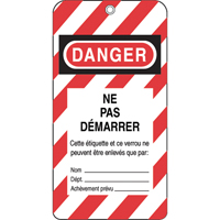 &eacute;tiquettes de verrouillage, Plastique, 3" la x 5-3/4" h, Français Les Fournitures Industrielles Méga