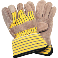 Gants d'ajusteur avec paume double, Grand, Paume en Cuir de vache refendu, Doublure en Coton Les Fournitures Industrielles Méga