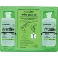 Support mural pour solution saline de douche oculaire, Double Les Fournitures Industrielles Méga