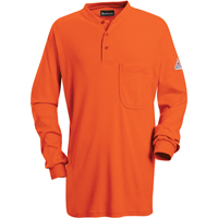 Chemises Henley sans &eacute;tiquette &agrave; manches longues r&eacute;sistantes aux flammes, Petit, Orange Les Fournitures Industrielles Méga