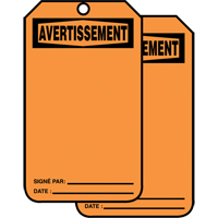Safety Tags, Cardstock, 3-1/8" W x 5-7/8" H, French Les Fournitures Industrielles Méga