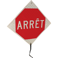 "Arr&ecirc;t" Rolled-Up Traffic Sign, 24" x 24", Vinyl, French Les Fournitures Industrielles Méga