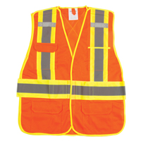 Veste d'arpenteur haute visibilit&eacute;, conforme &agrave; la CSA, Orange haute visibilit&eacute;, Moyen, Polyester Les Fournitures Industrielles Méga