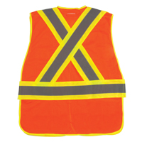 Veste d'arpenteur haute visibilit&eacute;, conforme &agrave; la CSA, Orange haute visibilit&eacute;, Moyen, Polyester Les Fournitures Industrielles Méga