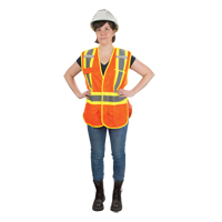 Veste d'arpenteur haute visibilit&eacute;, conforme &agrave; la CSA, Orange haute visibilit&eacute;, Moyen, Polyester Les Fournitures Industrielles Méga