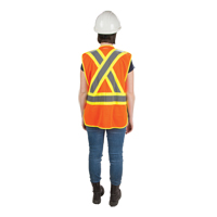 Veste d'arpenteur haute visibilit&eacute;, conforme &agrave; la CSA, Orange haute visibilit&eacute;, Moyen, Polyester Les Fournitures Industrielles Méga