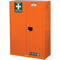 Armoires de rangement pour pr&eacute;paration aux situations d'urgence, Acier, 4 Tablettes, 65" h x 43" la x 18" P, Orange Les Fournitures Industrielles Méga