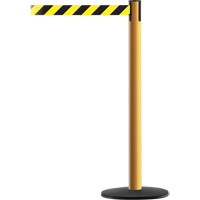 Montant pour syst&egrave;me Advance TensaBarrier, Acier, 36" h, Ruban Noir/Jaune, Longueur du ruban 7,5' Les Fournitures Industrielles Méga