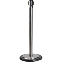Free-Standing Crowd Control Barrier Receiver Post With Wheels, 35" High, Stainless Les Fournitures Industrielles Méga