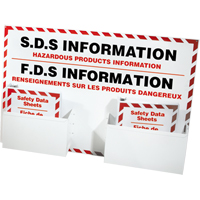 Postes d'information de fiches de donn&eacute;es de s&eacute;curit&eacute;, Anglais & français, Compris reliures Les Fournitures Industrielles Méga
