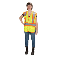 Veste d'arpenteur haute visibilit&eacute;, conforme &agrave; la CSA, Jaune lime haute visibilit&eacute;, Moyen, Polyester Les Fournitures Industrielles Méga