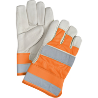 Premium Quality High Visibility Fitters Gloves, Large, Grain Cowhide Palm, Cotton Inner Lining Les Fournitures Industrielles Méga