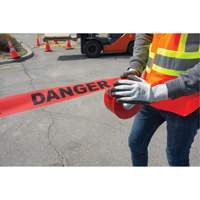 Ruban pour barricade Danger, Bilingue, 3" la x 1000' lo, 1,5 mil, Noir/rouge Les Fournitures Industrielles Méga