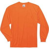 GloWear 8091 Non-Certified Long Sleeve T-Shirt, Polyester, Small, High Visibility Orange Les Fournitures Industrielles Méga