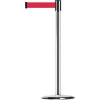 Montant pour barri&egrave;re Slimline TensaBarrier, Acier, 38" h, Ruban Rouge, Longueur du ruban 7,5' Les Fournitures Industrielles Méga