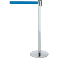 Montant pour barri&egrave;re Slimline TensaBarrier, Acier, 38" h, Ruban Bleu, Longueur du ruban 7,5' Les Fournitures Industrielles Méga