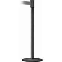 Montant pour barri&egrave;re Slimline TensaBarrier, Acier, 38" h, Ruban Noir, Longueur du ruban 7,5' Les Fournitures Industrielles Méga