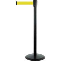 Montant pour barri&egrave;re Slimline TensaBarrier, Acier, 38" h, Ruban Jaune, Longueur du ruban 7,5' Les Fournitures Industrielles Méga