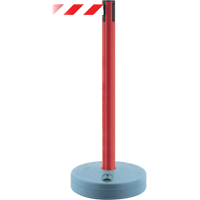 Montant ext&eacute;rieur pour barri&egrave;re TensaBarrier, Plastique, 37" h, Ruban Blanc/Rouge, Longueur du ruban 13' Les Fournitures Industrielles Méga