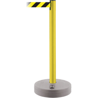 Montant ext&eacute;rieur pour barri&egrave;re TensaBarrier, Plastique, 37" h, Ruban Noir/Jaune, Longueur du ruban 13' Les Fournitures Industrielles Méga