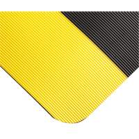 Corrugated Switchboard Matting No.702, 3' W x 10' L, 1/4" Thickness, Black/Yellow, PVC Les Fournitures Industrielles Méga