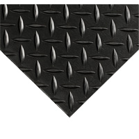 Diamond-Plate Switchboard Matting No.701, 2' W x 10' L, 1/4" Thickness, Black, PVC Les Fournitures Industrielles Méga