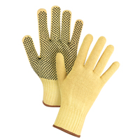 Gants tricot&eacute;s sans couture &agrave; pois, Taille Grand/9, Calibre 7, Rev&ecirc;tement PVC, Enveloppe en Kevlar, ASTM ANSI niveau A2/EN 388 niveau 3 Les Fournitures Industrielles Méga